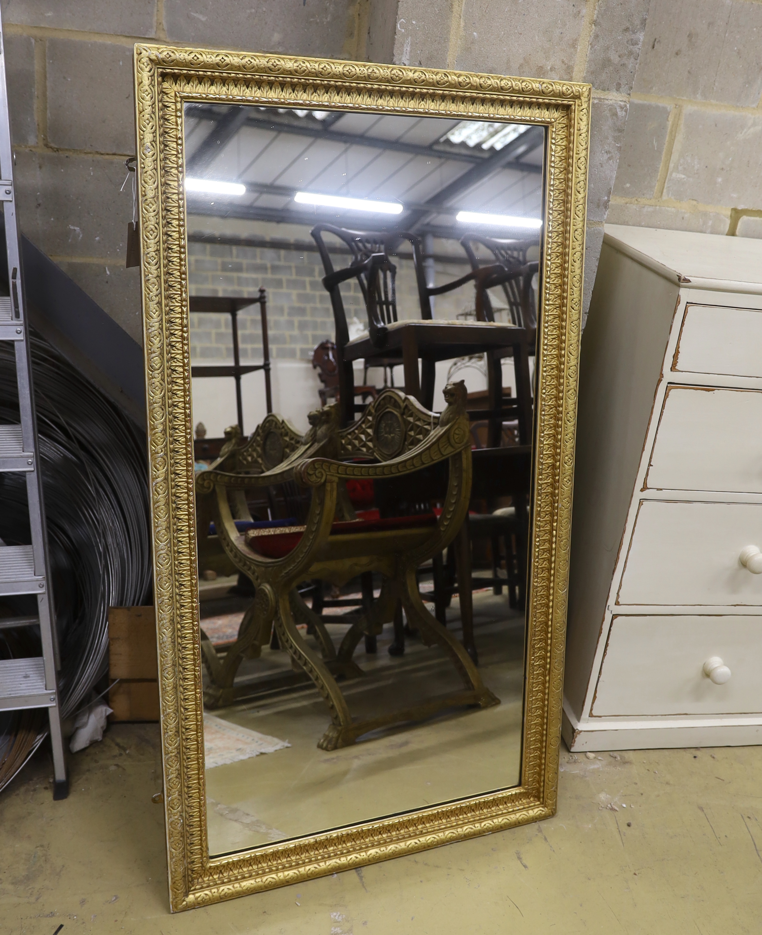 A Victorian rectangular giltwood and composition wall mirror, width 78cm, height 140cm